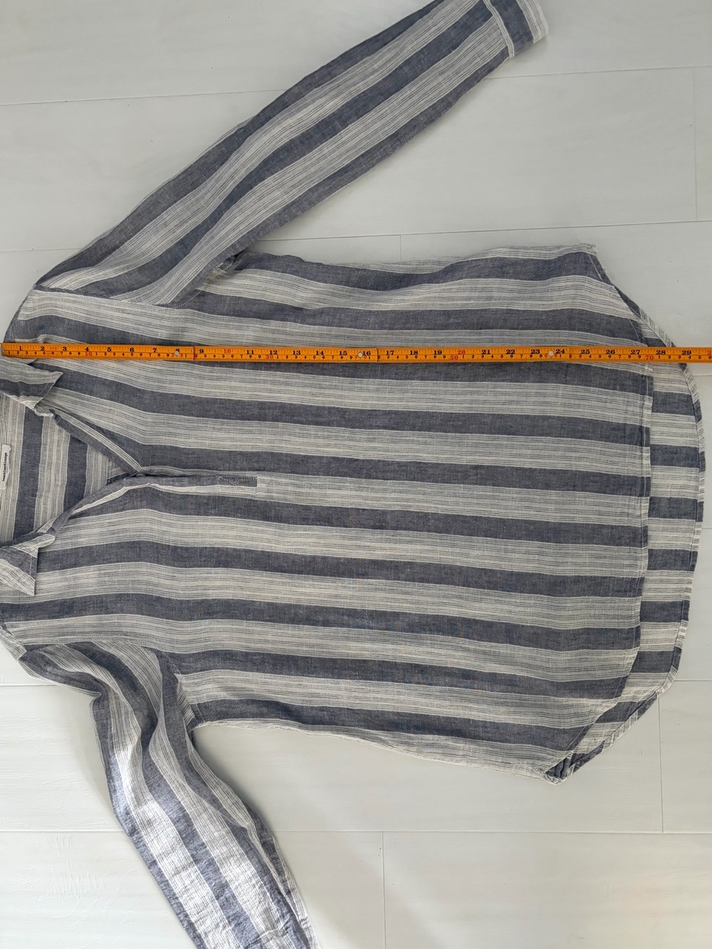 Linen Cotton Tunic Blouse Top Striped White Grey Breathable by BeachLunchLounge - Picture 12 of 17